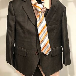 Dark brown bested boys suit/Bocaccio